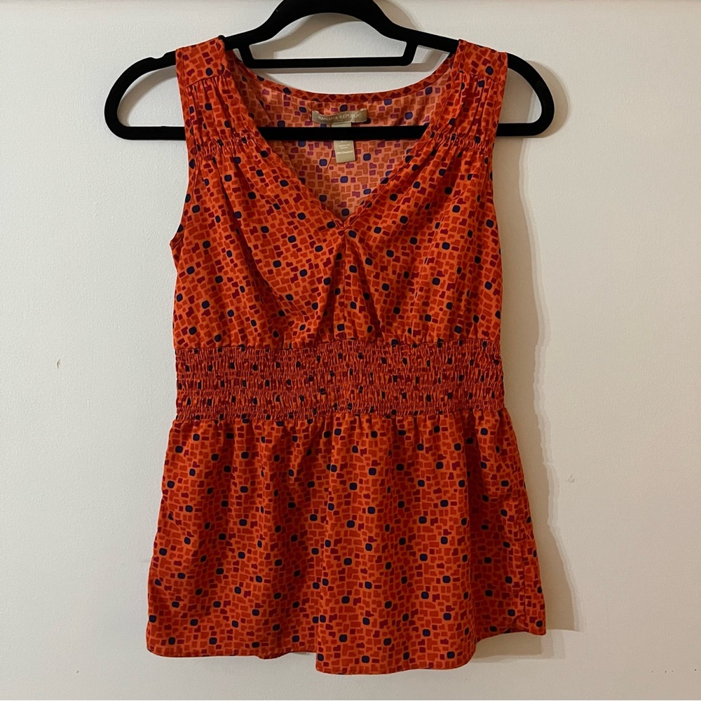 BANANA REPUBLIC Tank Top With multi color Geometric elastic waist Orange Size XS